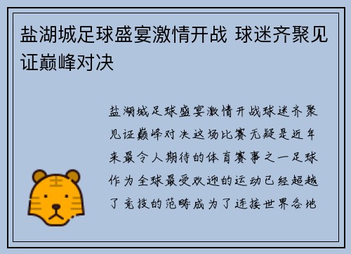 盐湖城足球盛宴激情开战 球迷齐聚见证巅峰对决